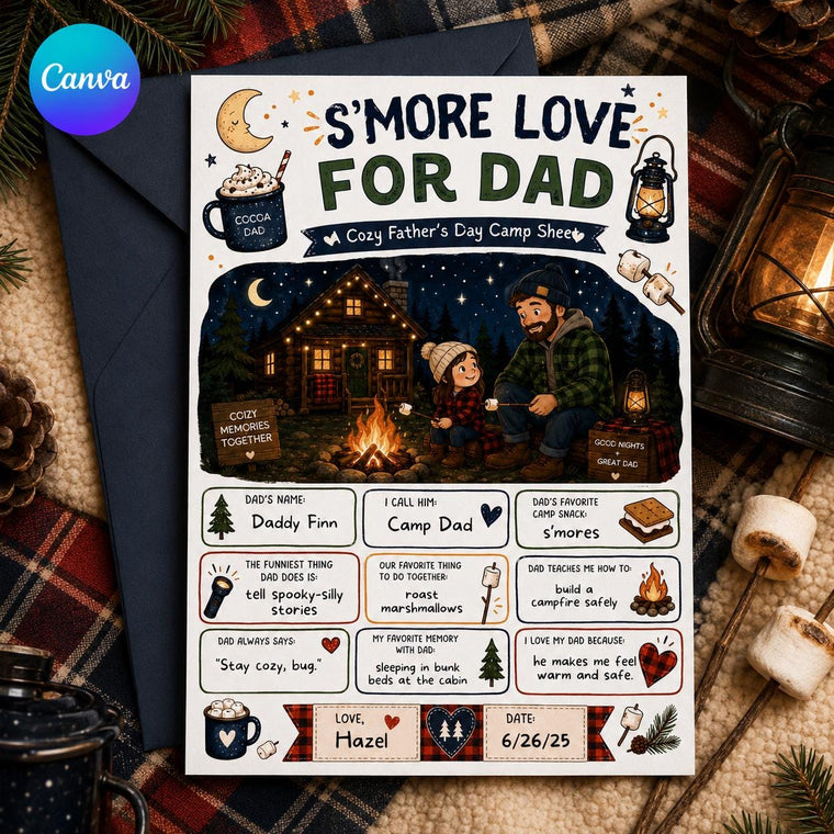 S'more Love for Dad Father's Day Camping Worksheet