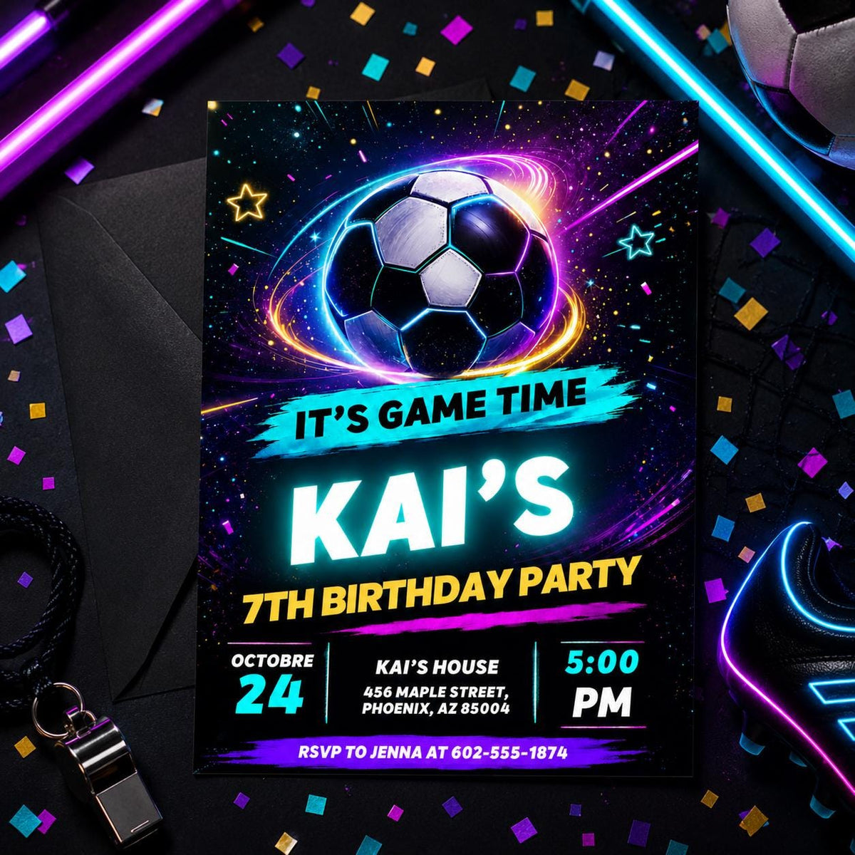 Soccer Birthday Invitation: Game Time for Boys — birthday party stationery by VoltBy