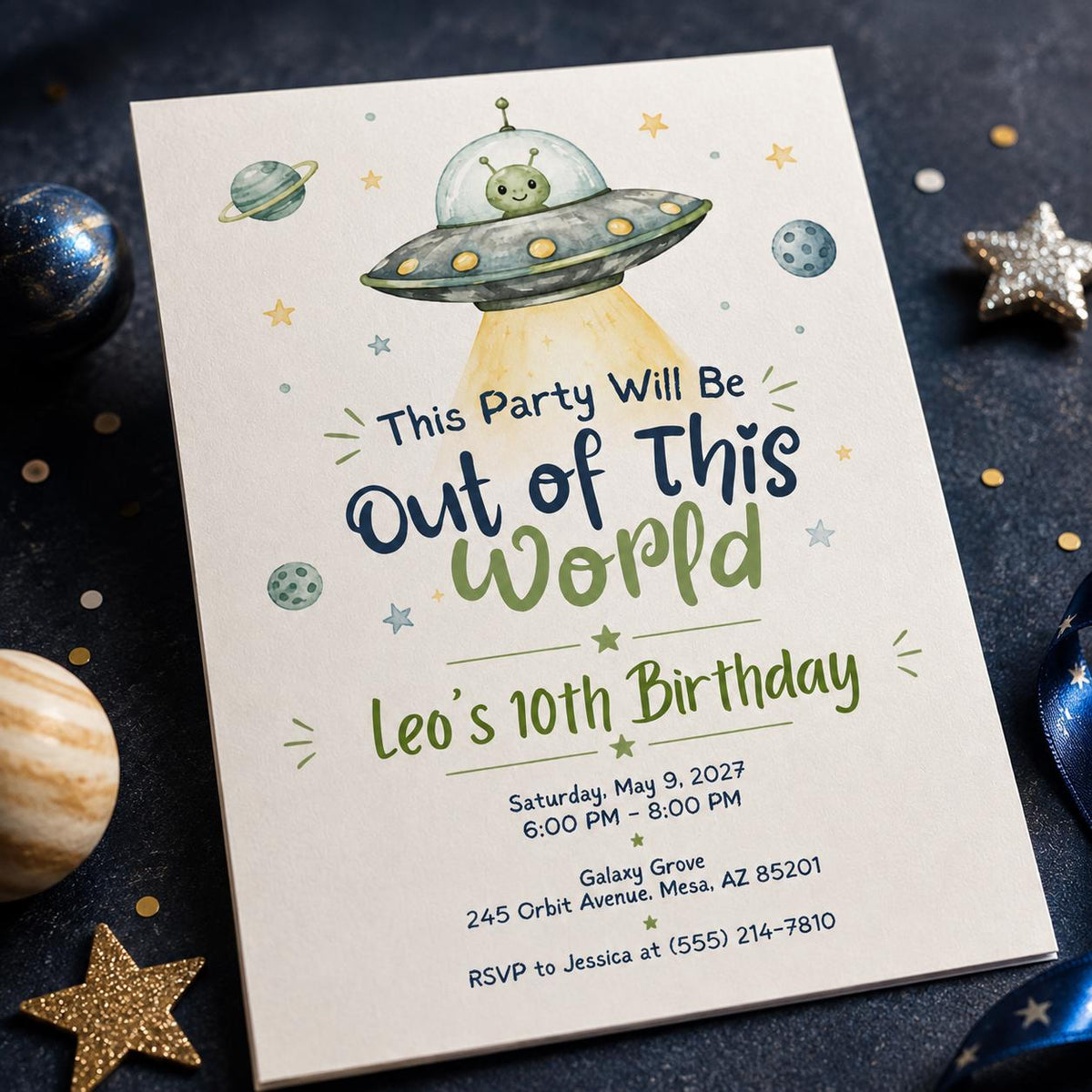 Space 10th Birthday Invitation — digital invitation, instant download