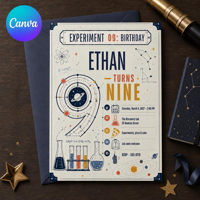Space Science 9th Birthday Invitation