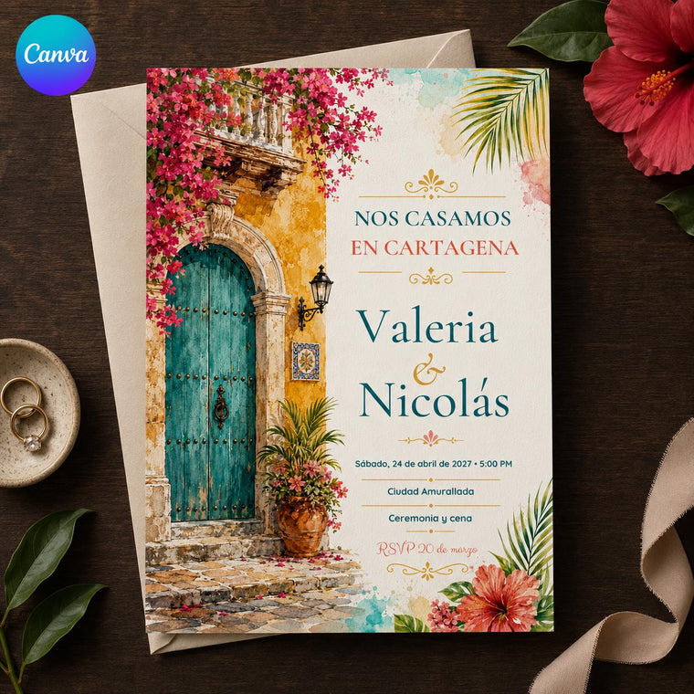 Spanish Cartagena Wedding Invitation