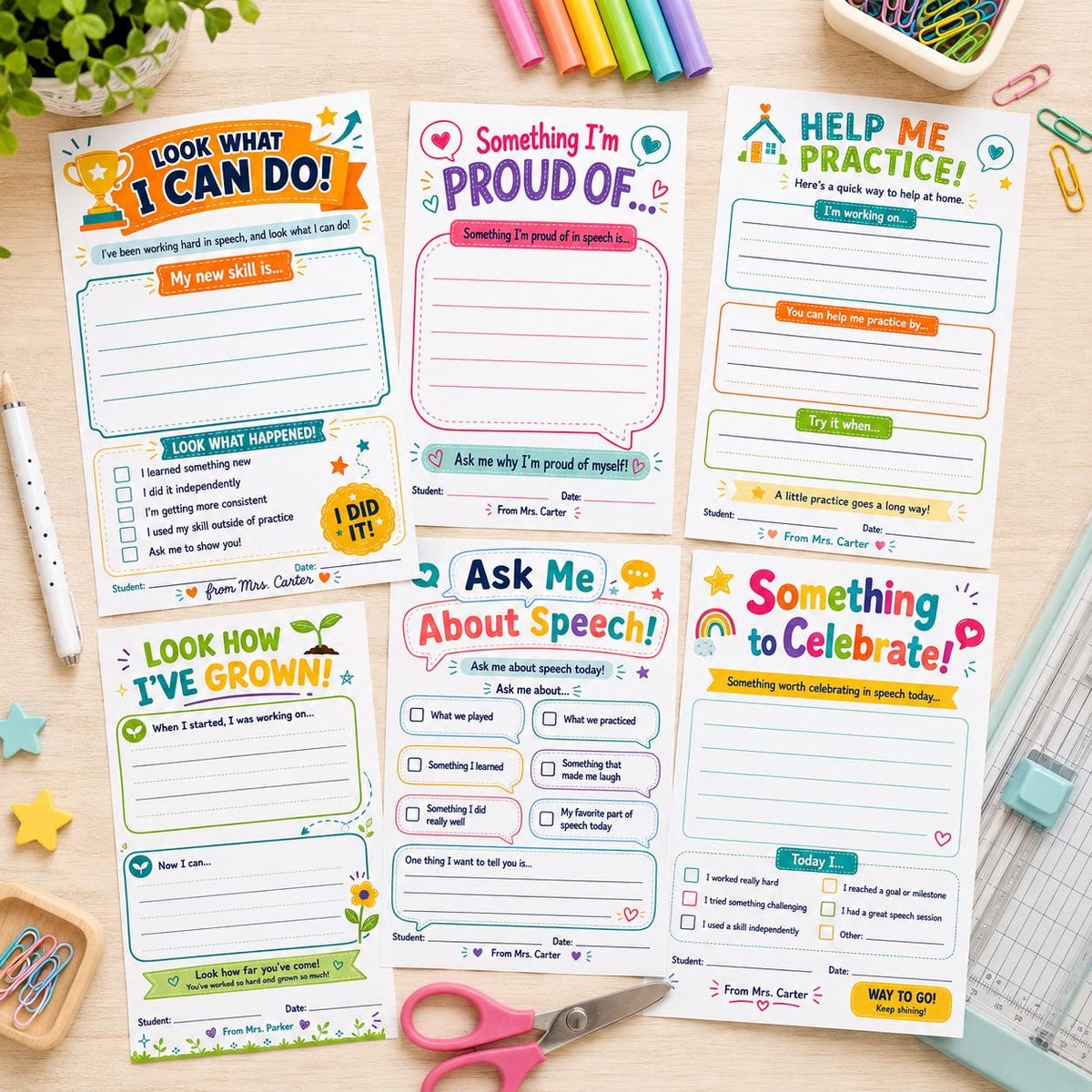 Speech Therapy Parent Communication Notes — digital teacher printable, instant download