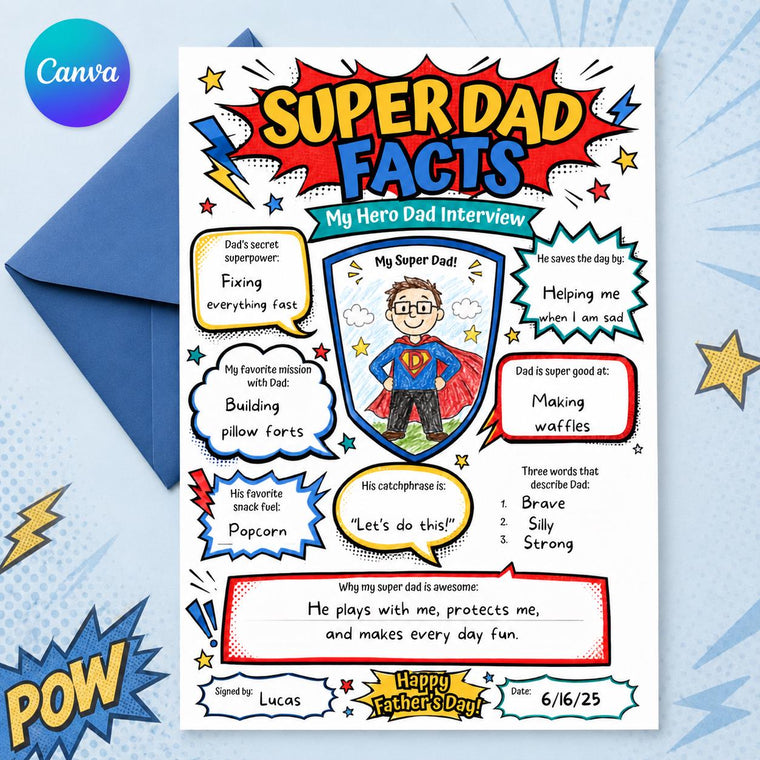 Super Dad Facts Father's Day Interview Worksheet