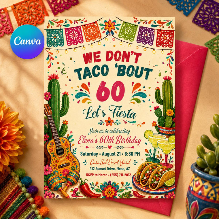 Taco 60th Birthday Invitation
