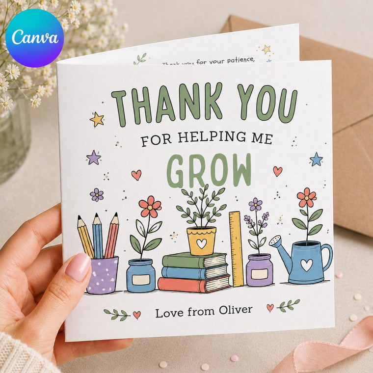 Teacher Thank You Greeting Card: Helping Me Grow from Student