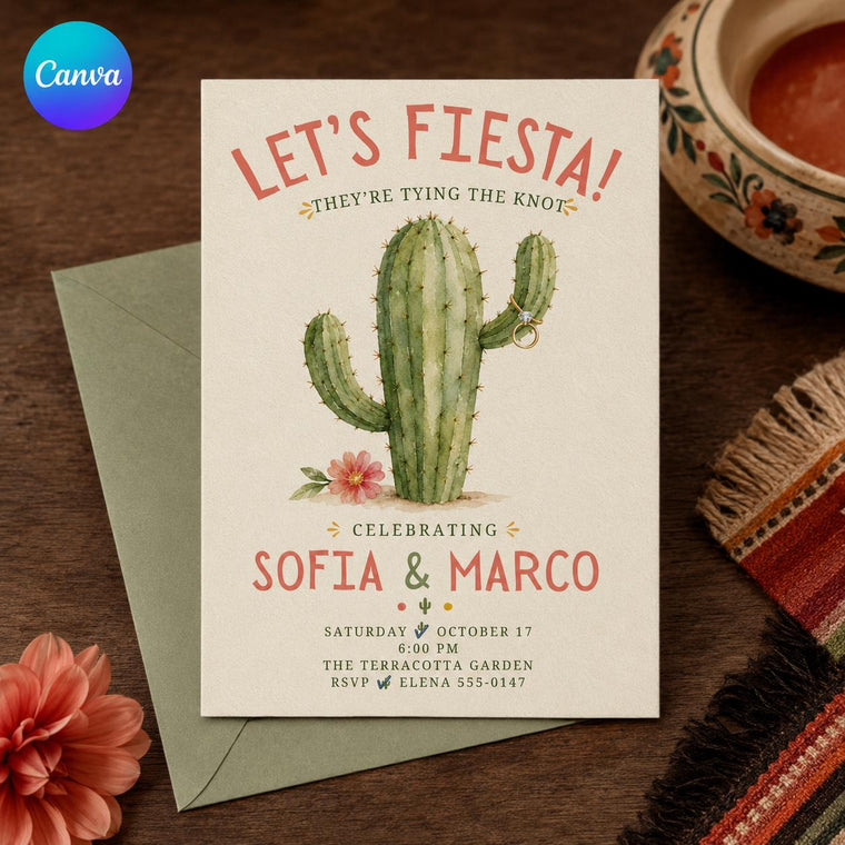 Terracotta Boho Fiesta Wedding Invitation