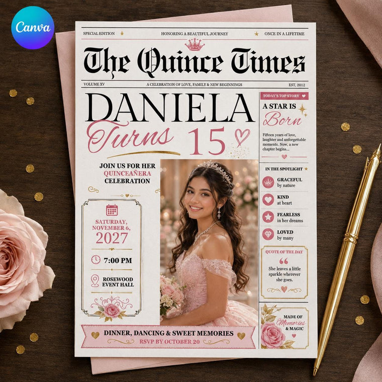 The Quince Times Photo Quinceañera Invitation
