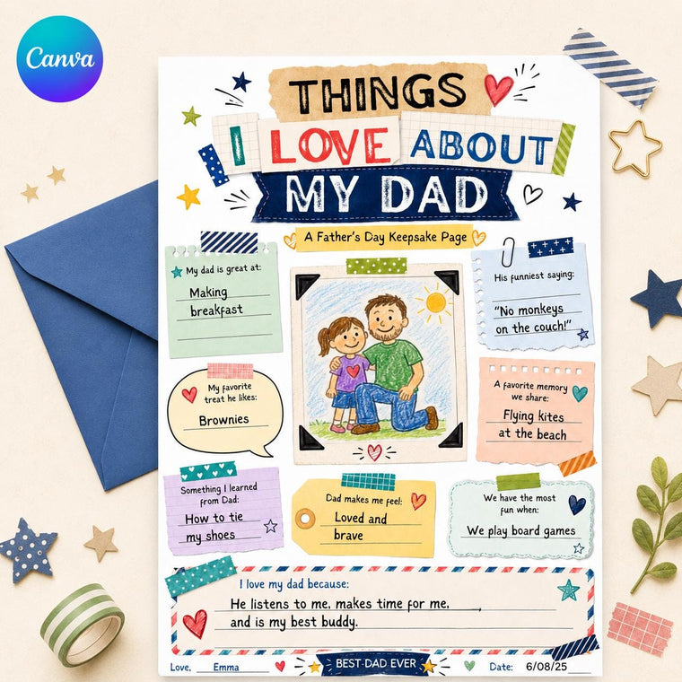 Things I Love About My Dad Father's Day Worksheet