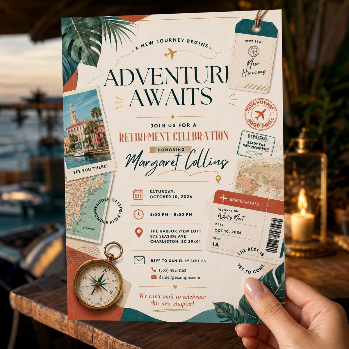 Travel Retirement Invitation — retirement party stationery by VoltBy
