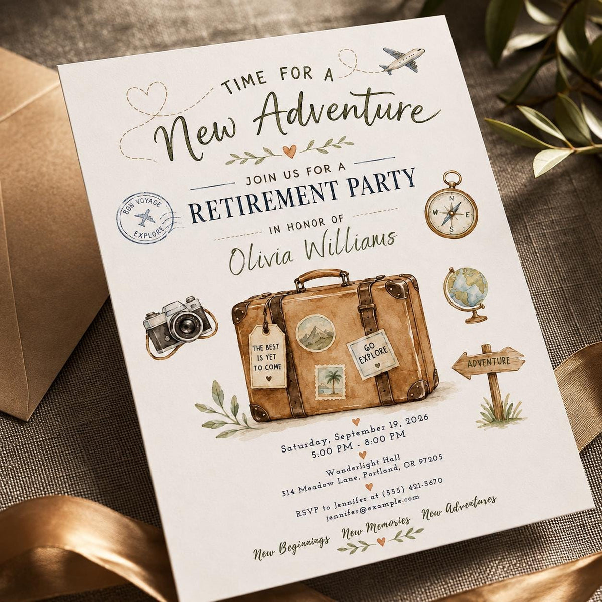 Travel Retirement Party Invitation — retirement party stationery by VoltBy