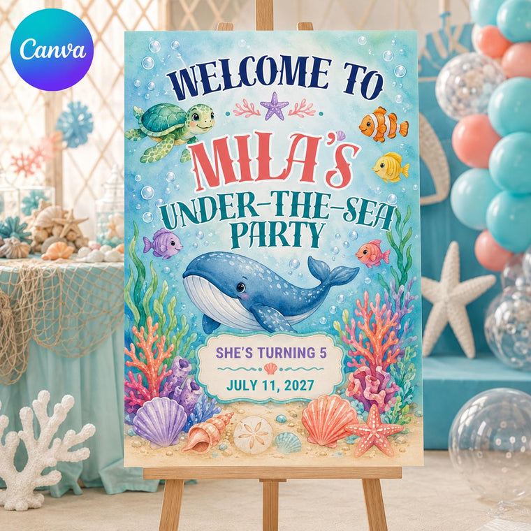 Under the Sea Birthday Welcome Sign for Girls