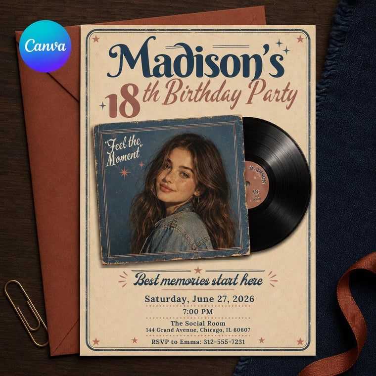 Vintage 18th Birthday Invitation