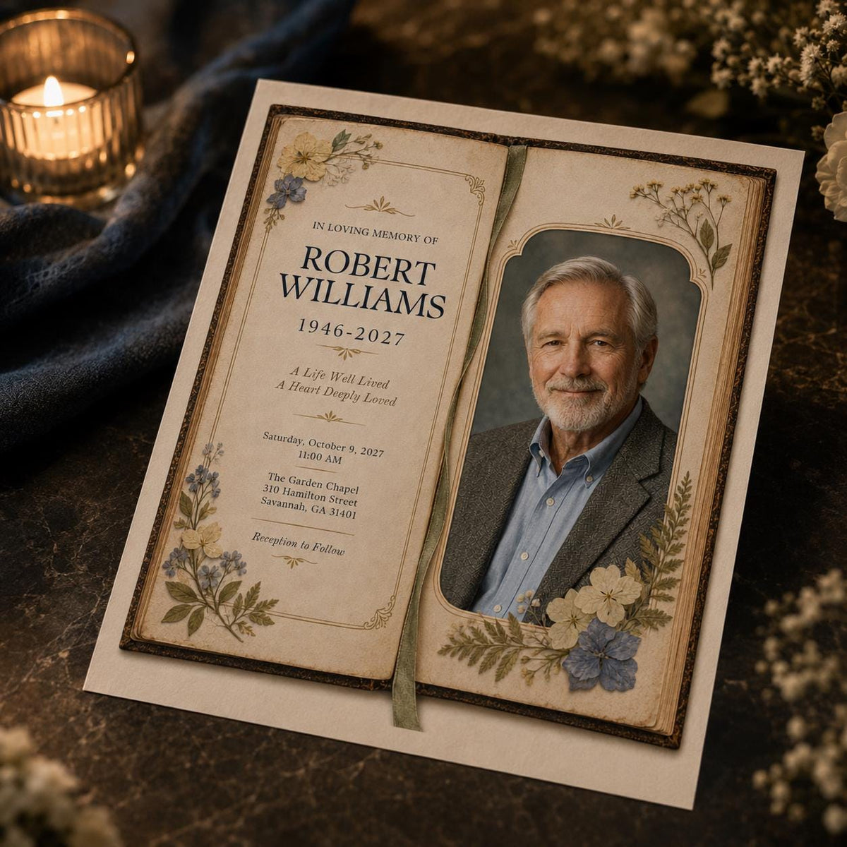 Vintage Elegant Celebration of Life Invitation — digital invitation, instant download