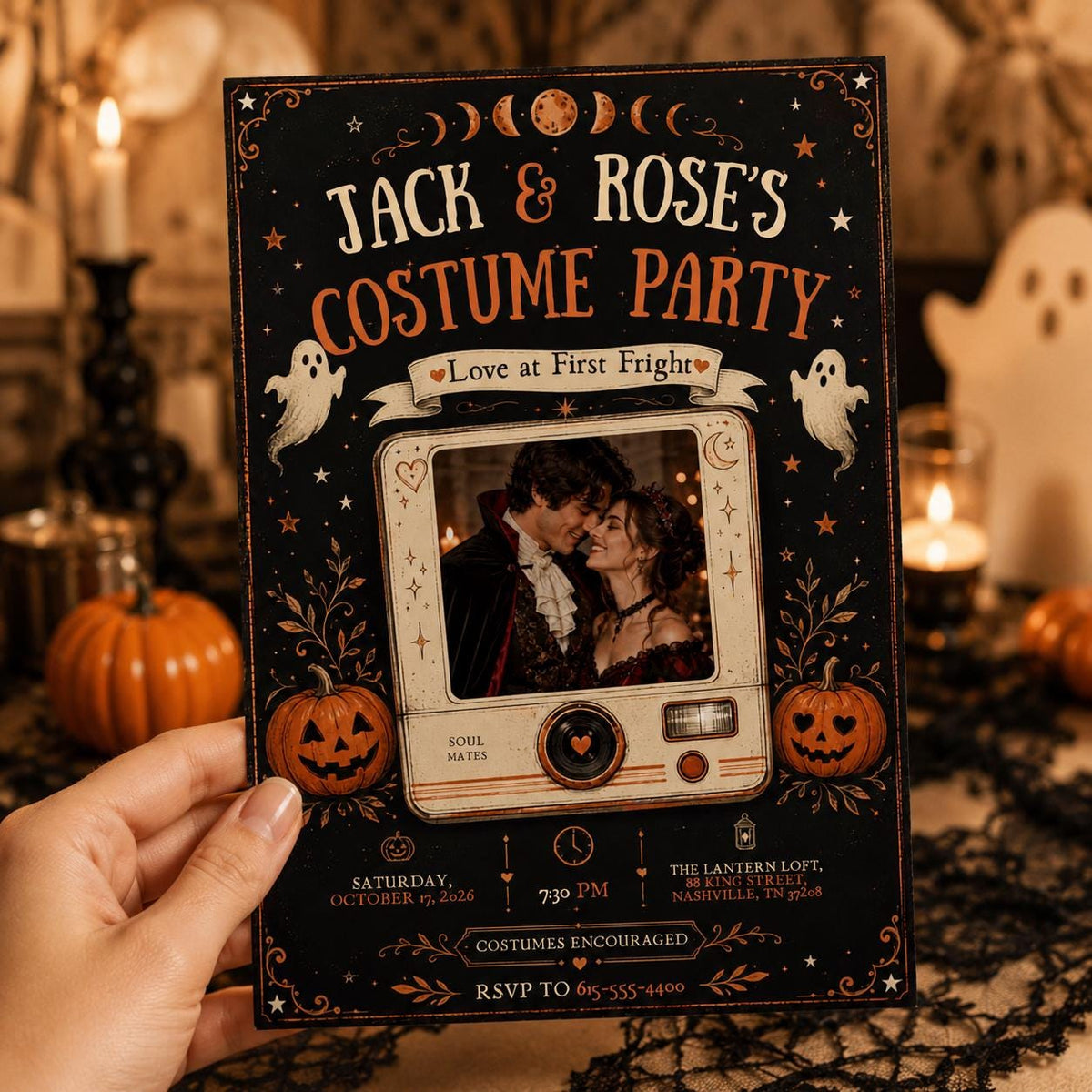 Vintage Halloween Costume Party Invitation — digital invitation, instant download