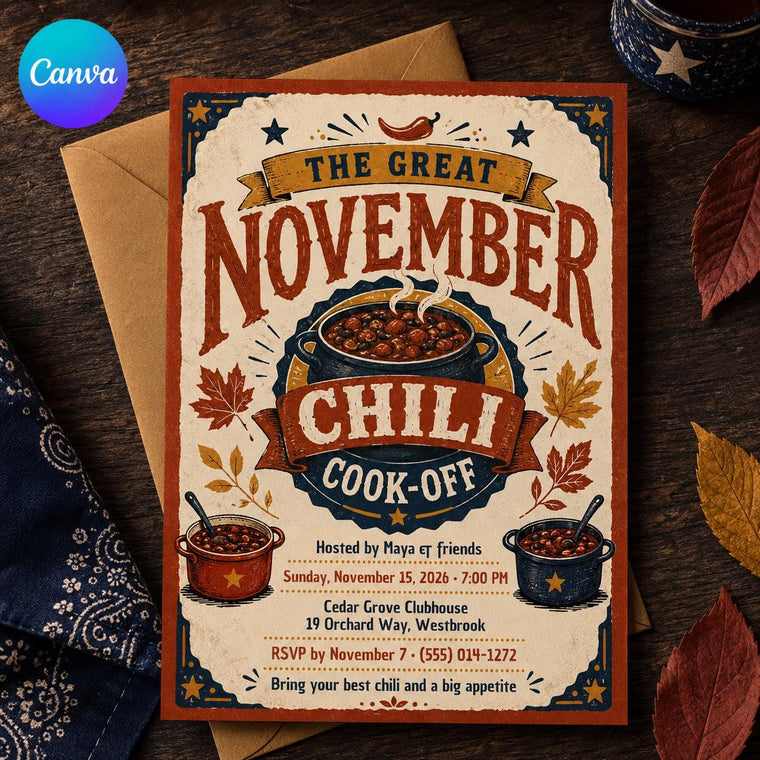 Vintage November Chili Cook-Off Flyer