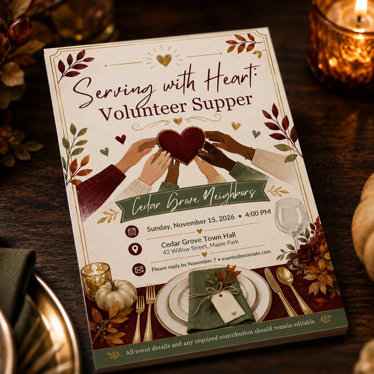 Volunteer Appreciation Dinner Invitation — dinner party stationery by VoltBy