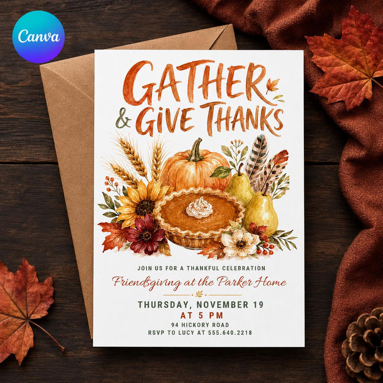 Watercolor Friendsgiving Invitation