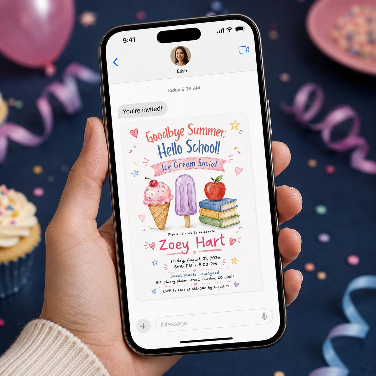 Watercolor Ice Cream Social Invitation — back-to-school event stationery by VoltBy