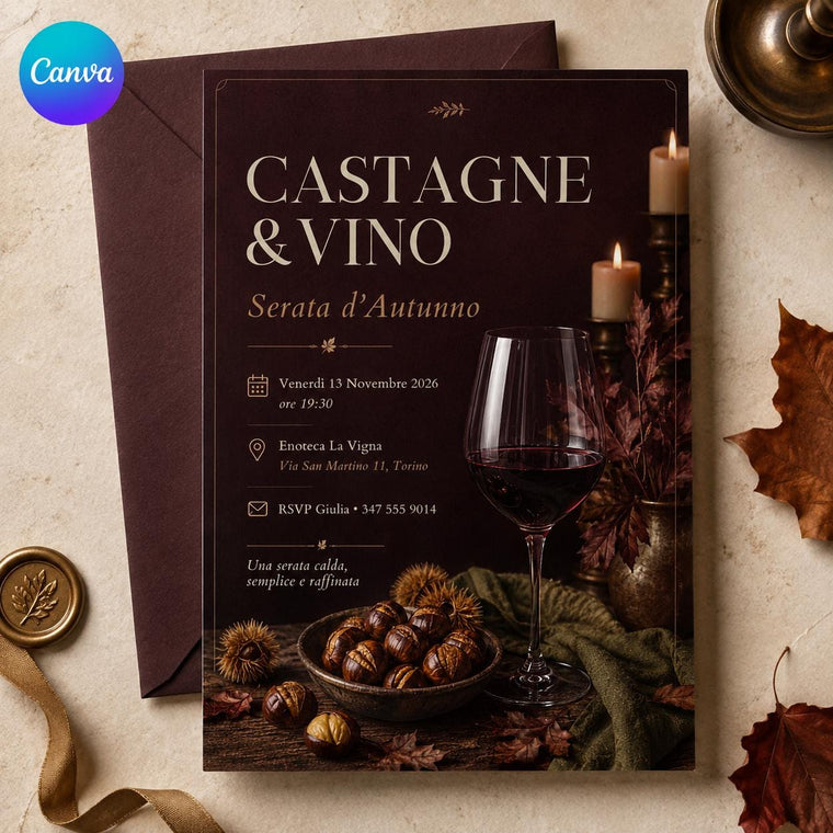 Wine Italian Autumn Dinner Invitation