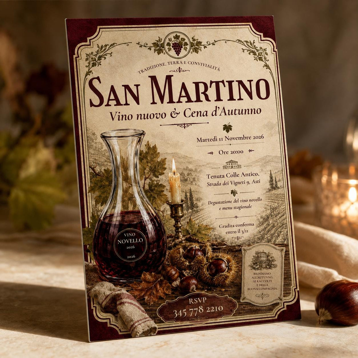 Wine San Martino Invitation — dinner party stationery by VoltBy