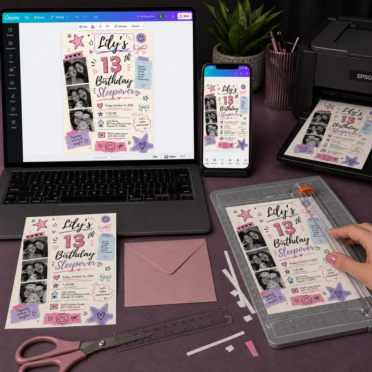 13th Birthday Sleepover Invitation for Girls — digital invitation, instant download