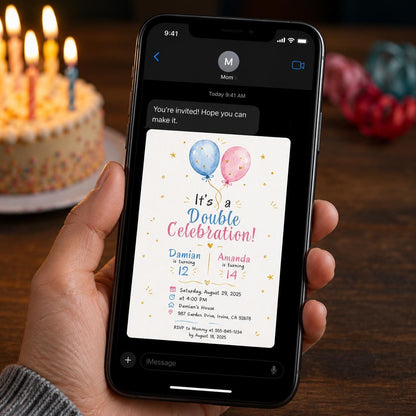 Double Birthday Invitation – Joint Party for Two Kids – Sibling Celebration