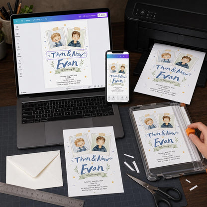 21st Birthday Photo Invitation — digital invitation, instant download