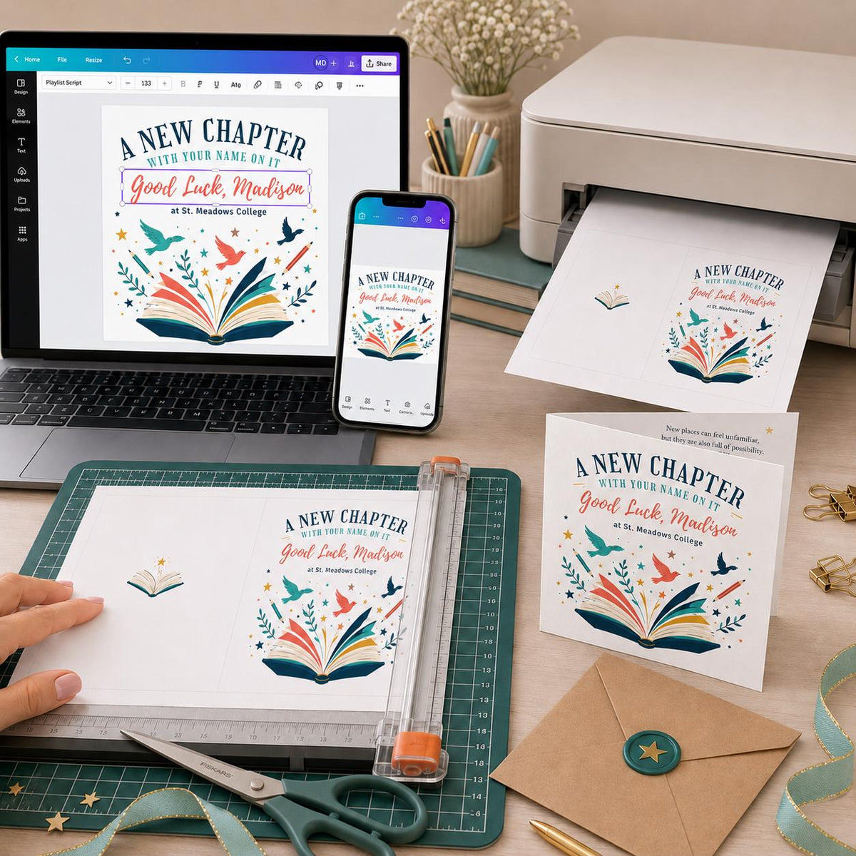 College Good Luck Greeting Card for Student – New Chapter Folded Card