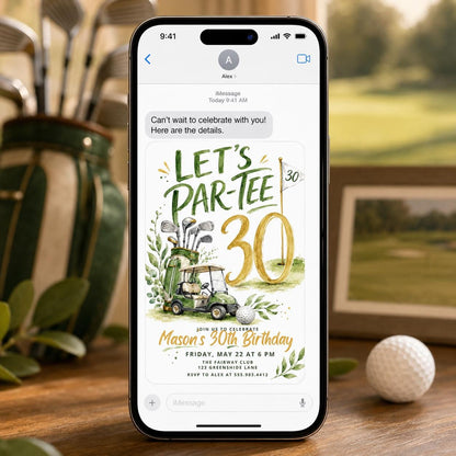 30th Birthday Golf Invitation — invitation you personalize in Canva