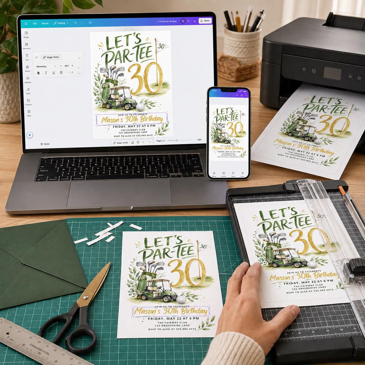 30th Birthday Golf Invitation — digital invitation, instant download