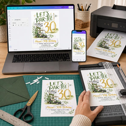 30th Birthday Golf Invitation — digital invitation, instant download