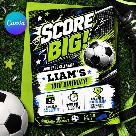 Soccer Birthday Invitation Template – Football Invite – Kids Soccer Invite