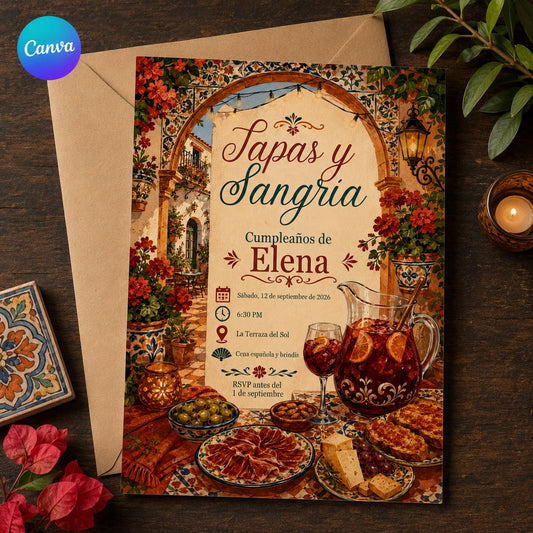 Fiesta Tapas and Sangria Invitation — editable Canva template