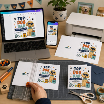 Dog Dad Birthday Greeting Card from the Dog – Funny Paw-some Folded Card