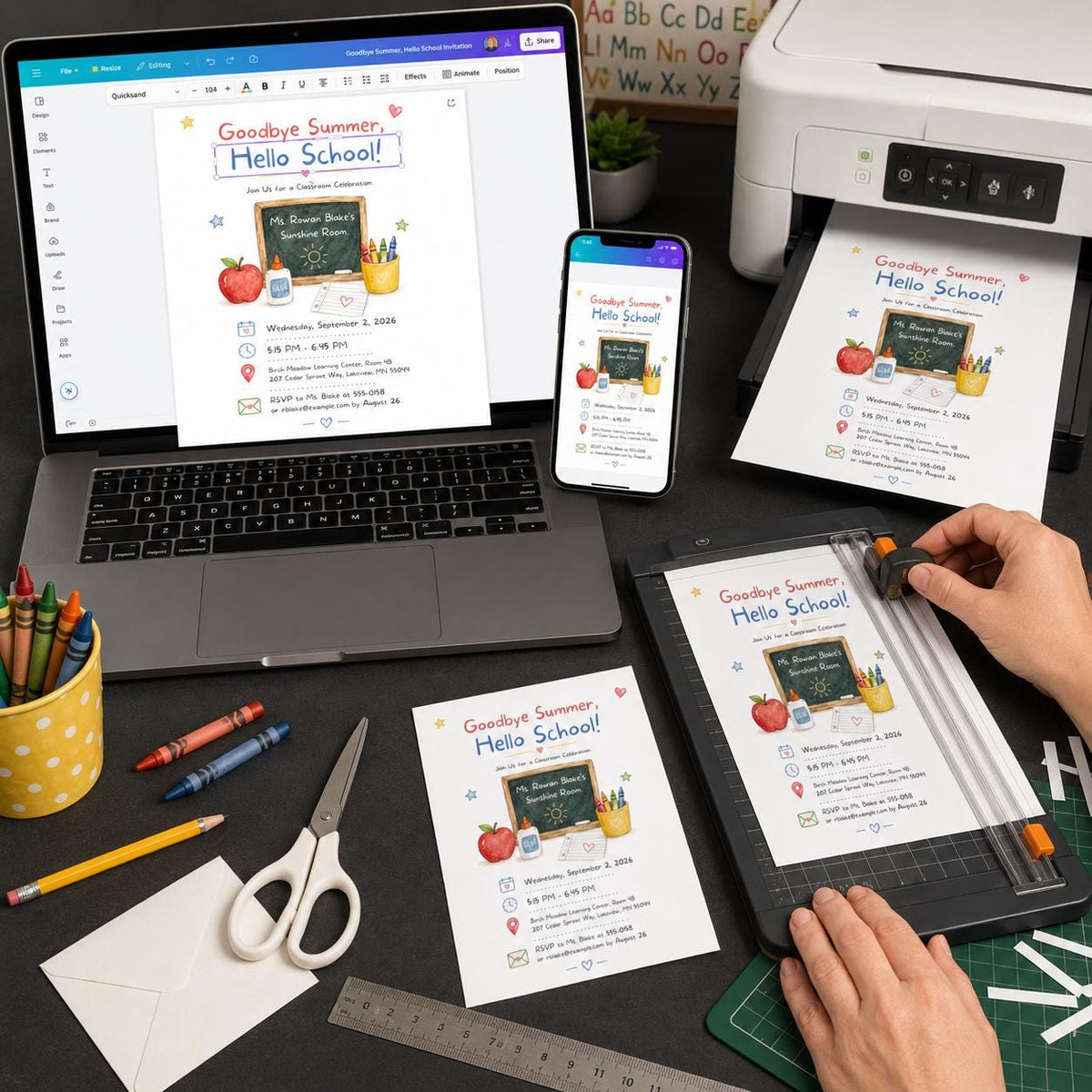 Back to School Classroom Party Invitation – Goodbye Summer Hello School
