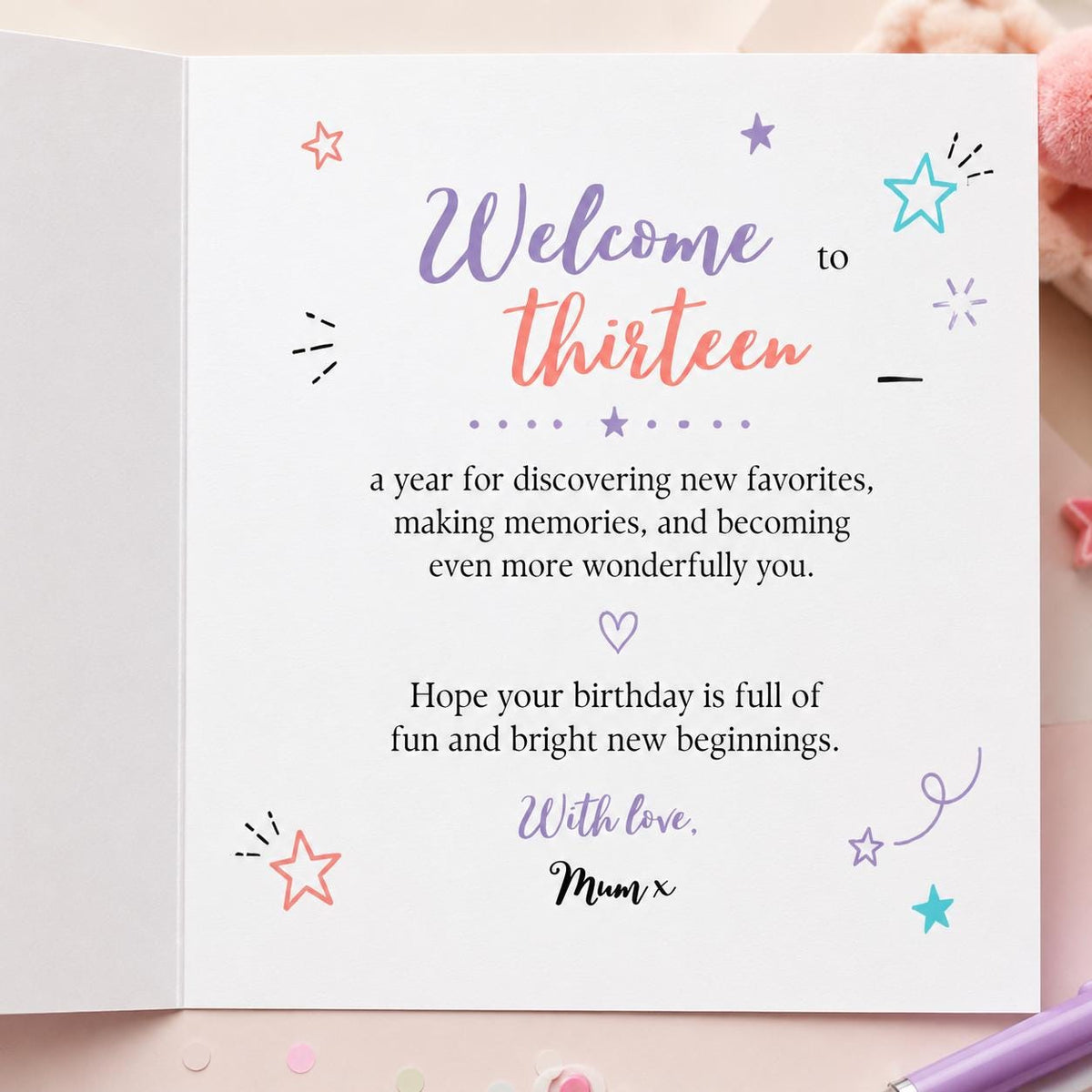 13th Birthday Greeting Card for Teen Girl – Thirteen Starts Here Printable