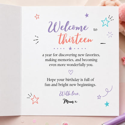 13th Birthday Greeting Card for Teen Girl – Thirteen Starts Here Printable