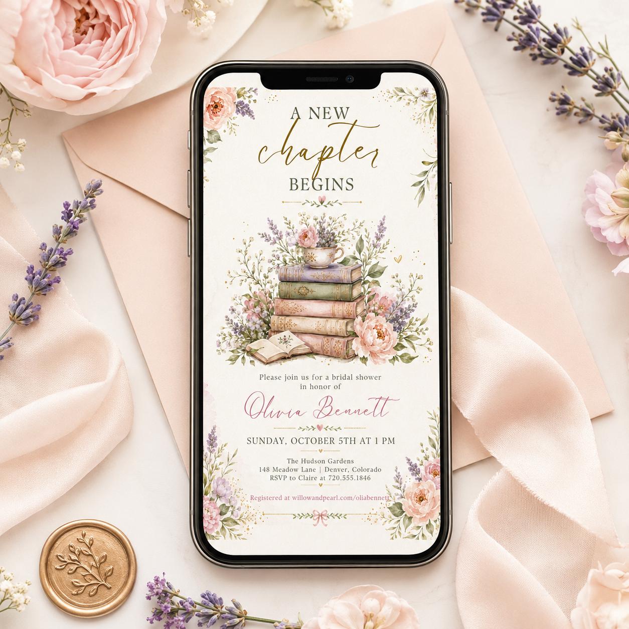 A New Chapter Begins Baby Shower Invitation, Storybook Baby Shower Invite, Gender Neutral, Bridal Shower Invitation, Editable Canva Template __etsy:8052541933