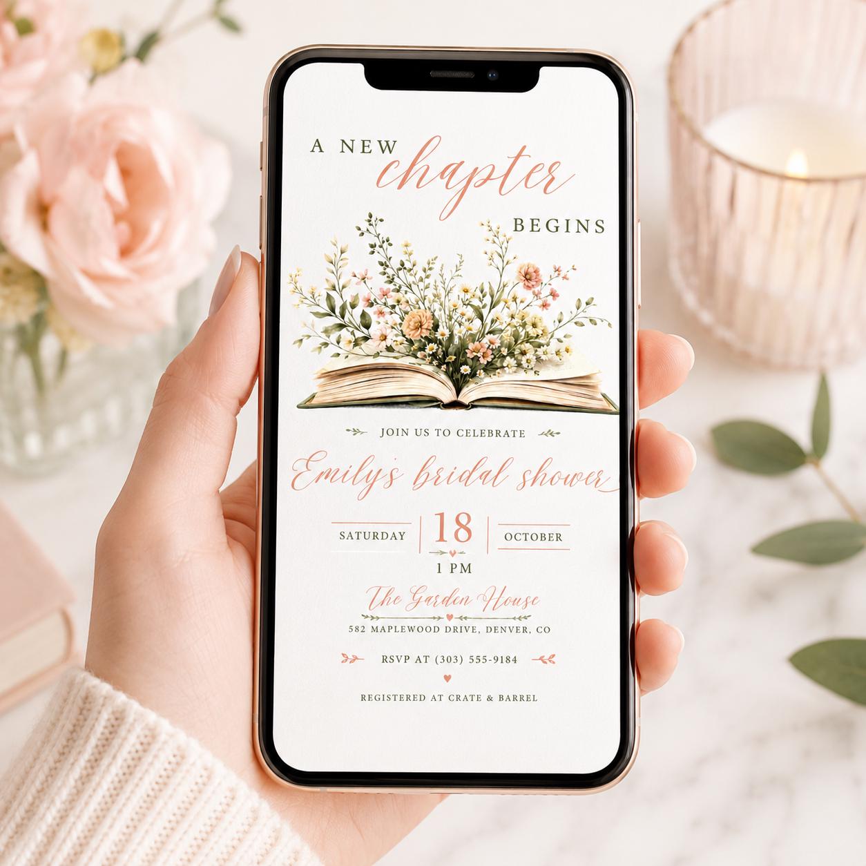 A New Chapter Begins Baby Shower Invitation, Storybook Baby Shower Invite, Gender Neutral, Bridal Shower Invitation, Editable Canva Template __etsy:8032600242