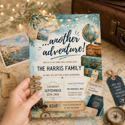Adventure Awaits Family Invitation Template, Adventure Awaits Birthday Invitation, Adventure Invitation, Travel Birthday Invitation, Canva __etsy:8008964174