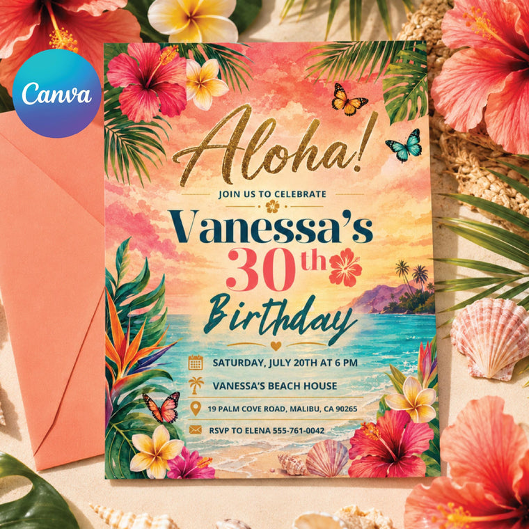 Pineapple Aloha party invitation