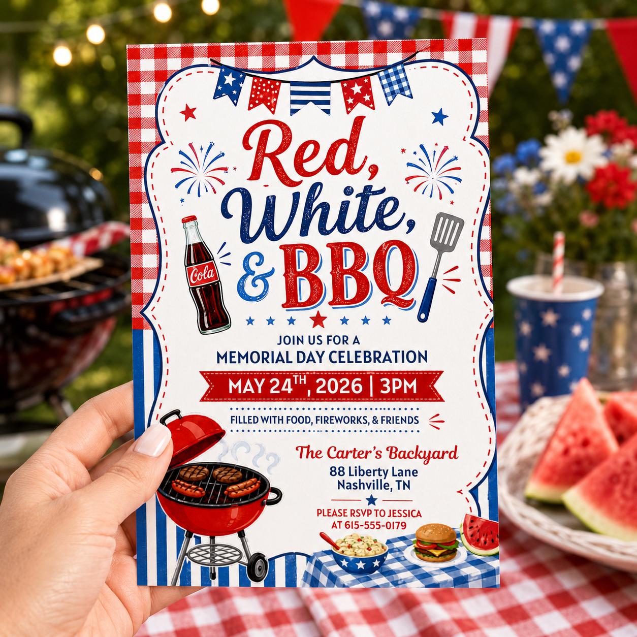 America 250th Anniversary Invitation Template, 4th of July Party Invitation, USA Patriotic Red White Blue BBQ Invite Editable Canva Invite __etsy:8008992098
