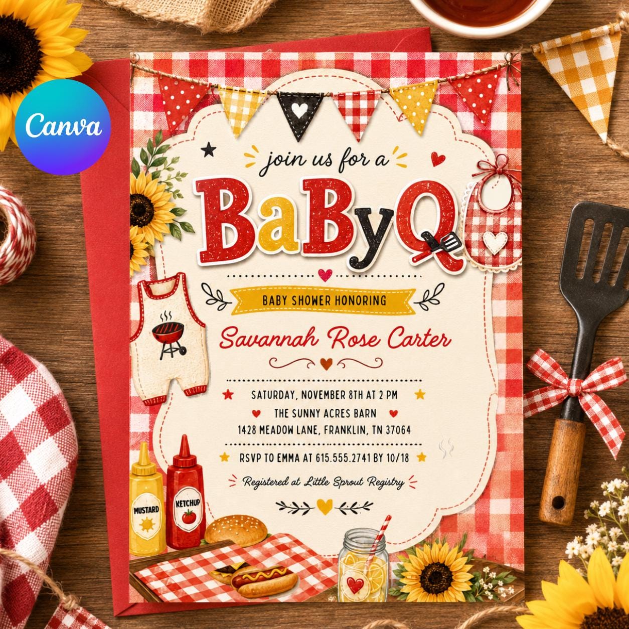 Baby-Q Shower Invite, BBQ Baby Shower Invitation, Outdoor Party Evite, Canva Template __etsy:7991741830