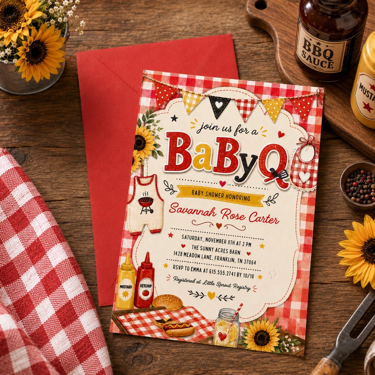 Baby-Q Shower Invite, BBQ Baby Shower Invitation, Outdoor Party Evite, Canva Template __etsy:8039681151