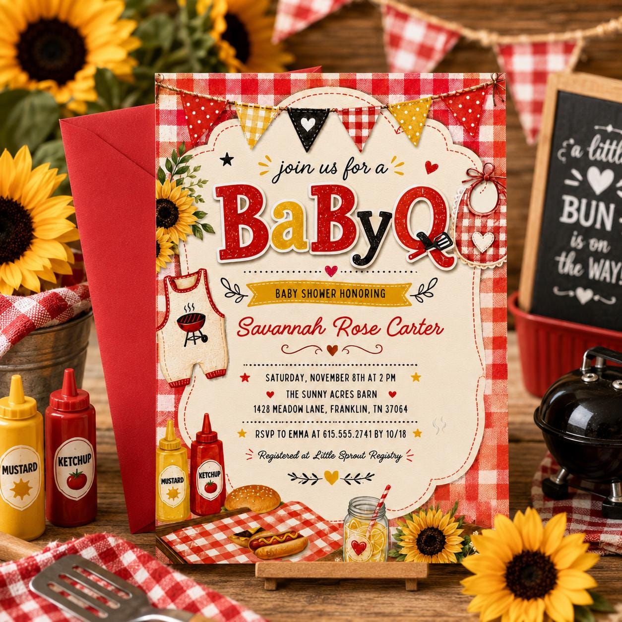 Baby-Q Shower Invite, BBQ Baby Shower Invitation, Outdoor Party Evite, Canva Template __etsy:8039681219