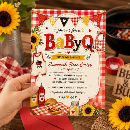 Baby-Q Shower Invite, BBQ Baby Shower Invitation, Outdoor Party Evite, Canva Template __etsy:7991742872