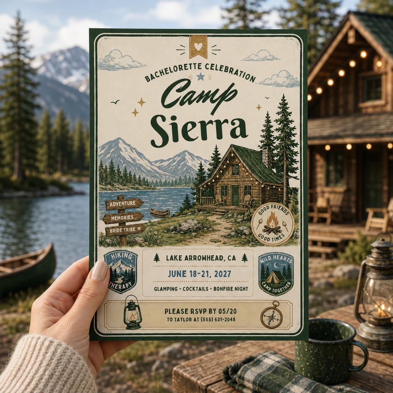 Bachelorette Camp Sierra Invitation Template, Camping Birthday Invitation Outdoor Party Invite Teen Birthday Invite, Editable Canva Template __etsy:8101813763
