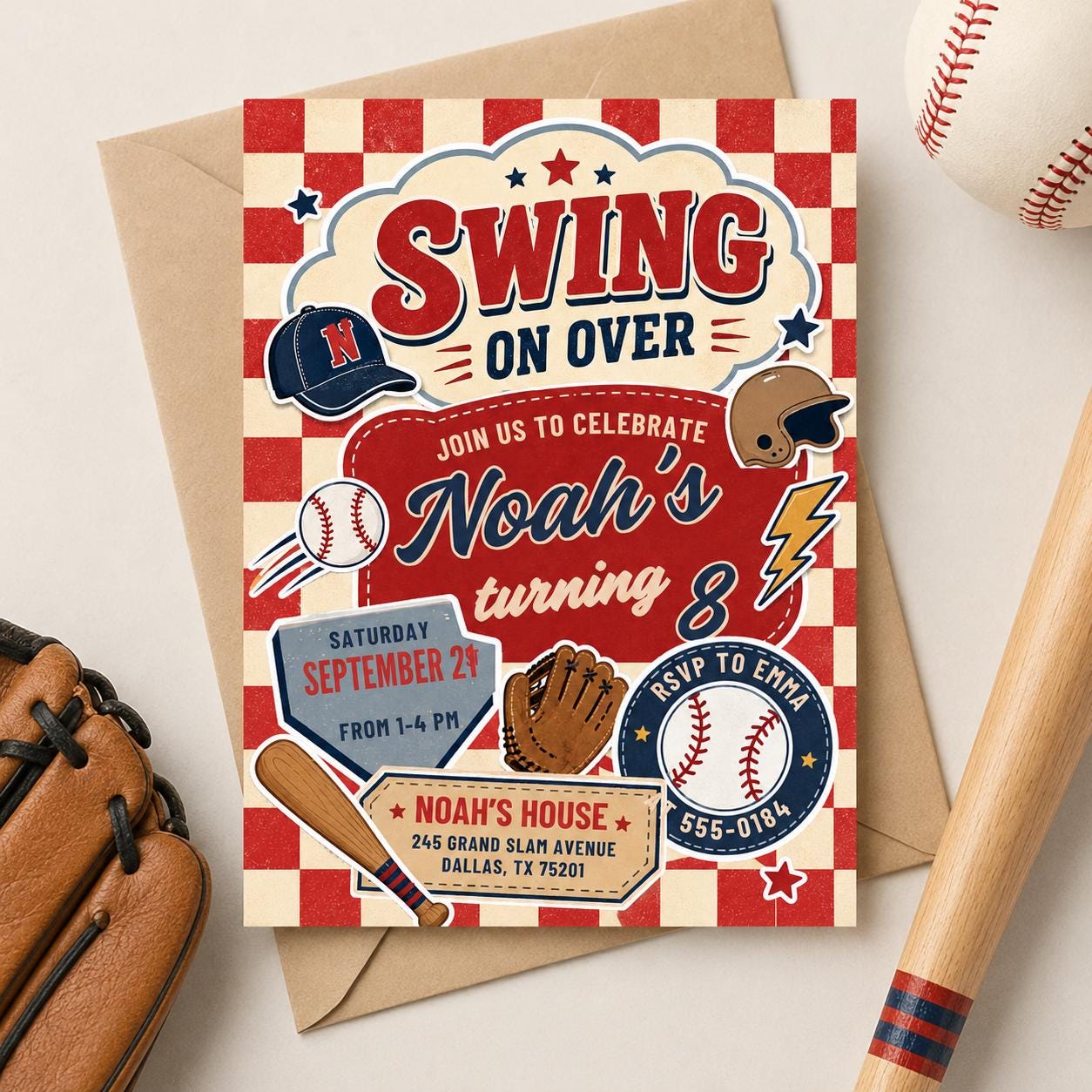 Baseball Birthday Party Invitation, Sports Birthday Invitation, Swing on Over, Rookie of the Year, Digital Editable Printable Canva Template __etsy:7987837236