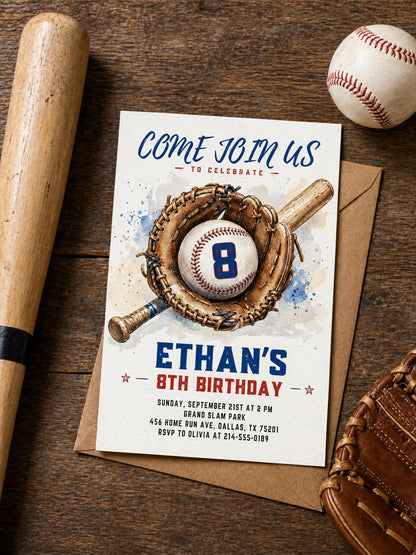 Baseball First Birthday Invite Baseball Rookie of the Year Birthday Invitation Rookie Birthday Invite Rookie Year First Birthday Invite E1 __etsy:8020357189