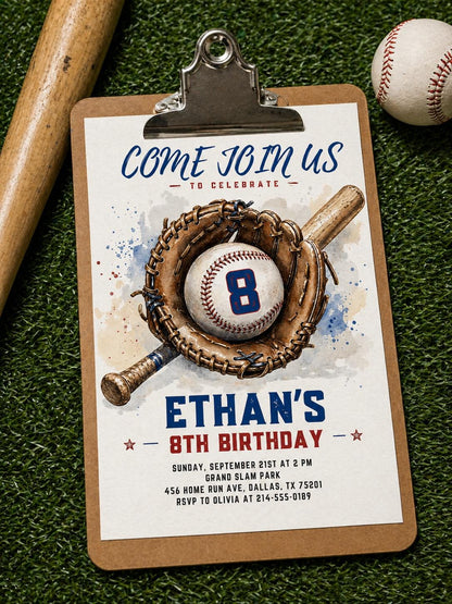 Baseball First Birthday Invite Baseball Rookie of the Year Birthday Invitation Rookie Birthday Invite Rookie Year First Birthday Invite E1 __etsy:7972408122